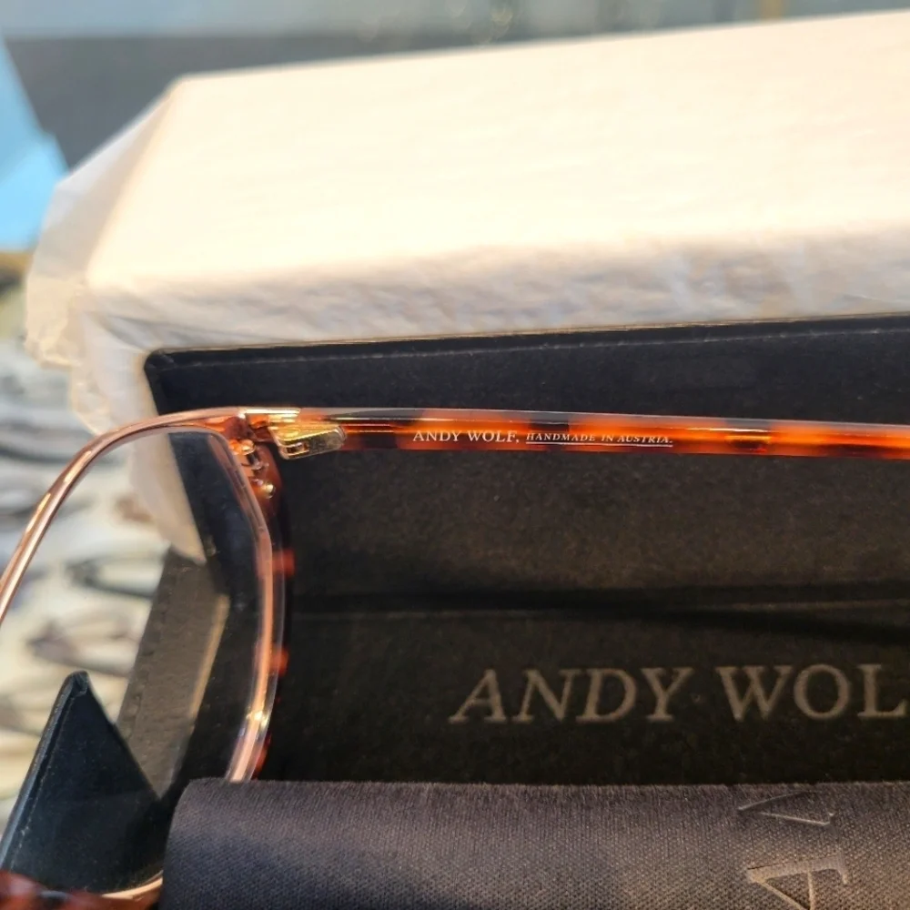 Andy Wolf Brown Tortoise & Rose Gold #5117 Eyeglass Frame New with case. - Picture 9 of 10